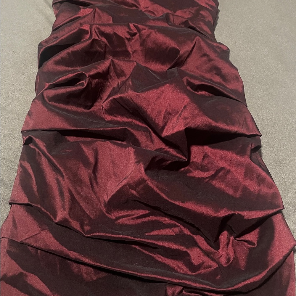 Le Chateau Red Ruched Strapless Cocktail Dress